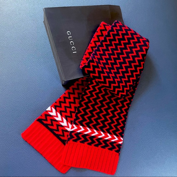 Gucci Accessories - GUCCI Red/Blue—Blue/Red Zaggede Long 2 Tricot 100% Wool Scarf NWT ~ Authentic